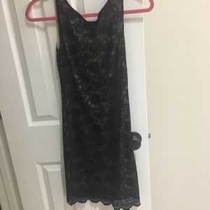 Black and Beige Lace Dress
